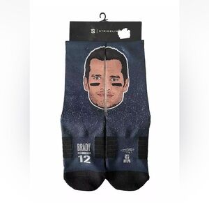 Tom Brady Face Strideline Comfy Player Crew Sock - M/L